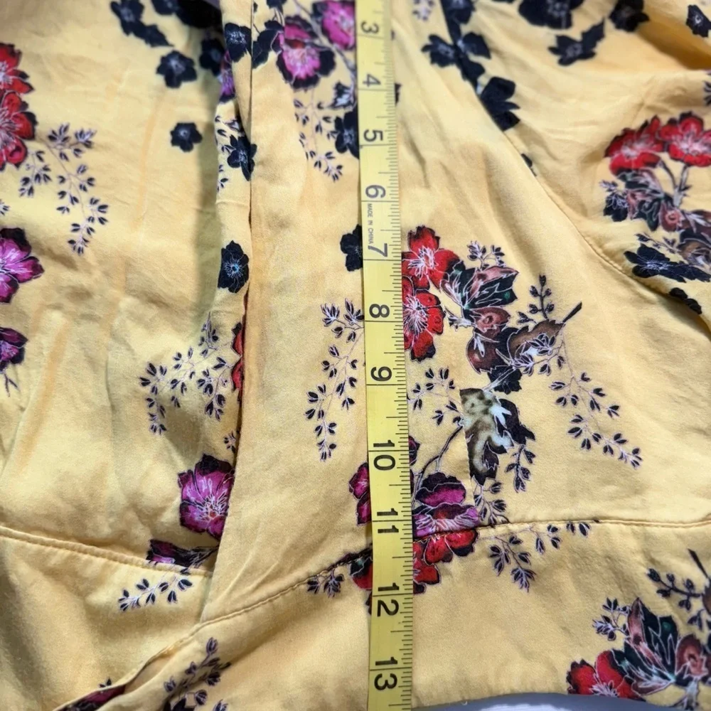 Free‎ People Yellow Floral Tie Front Crop Top Size S